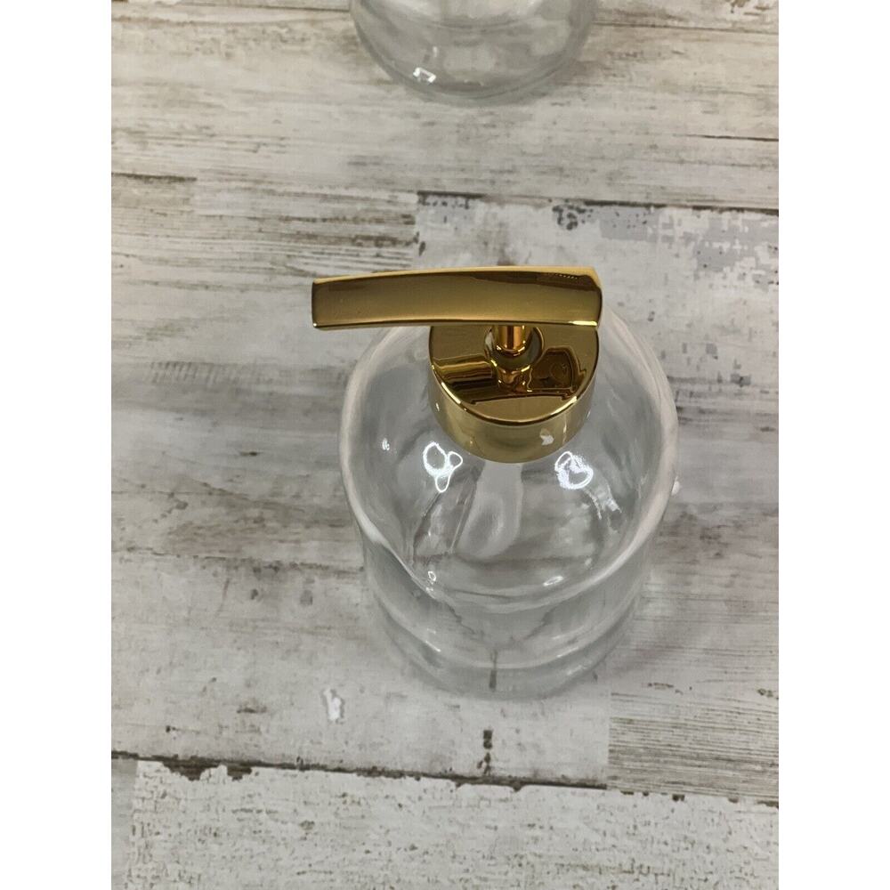 2pcs Clear Glass Kitchen or Bathroom Hand Soap Dispenser Bottle 16oz (Gold Pump) - Picture 8 of 9